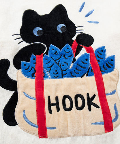HOOK -original-　「あれ？魚1本足りない」パッチワークニットプルオーバー
