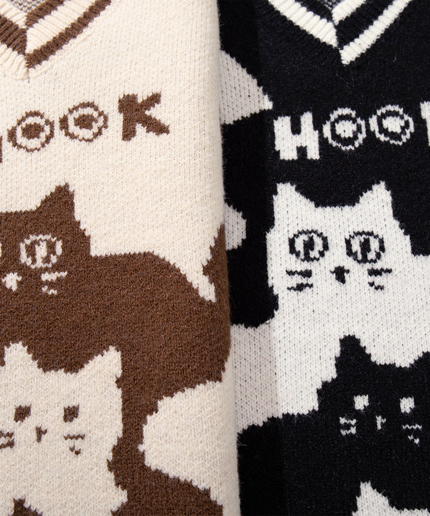 HOOK -original-　「猫何匹いる？」バイカラーニットベスト