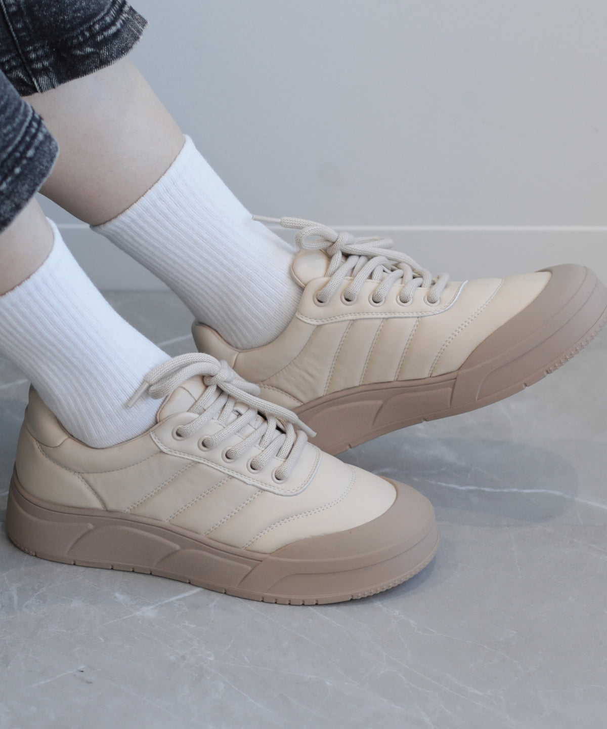 【shoes365】ステッチ飾り　厚底スニーカー