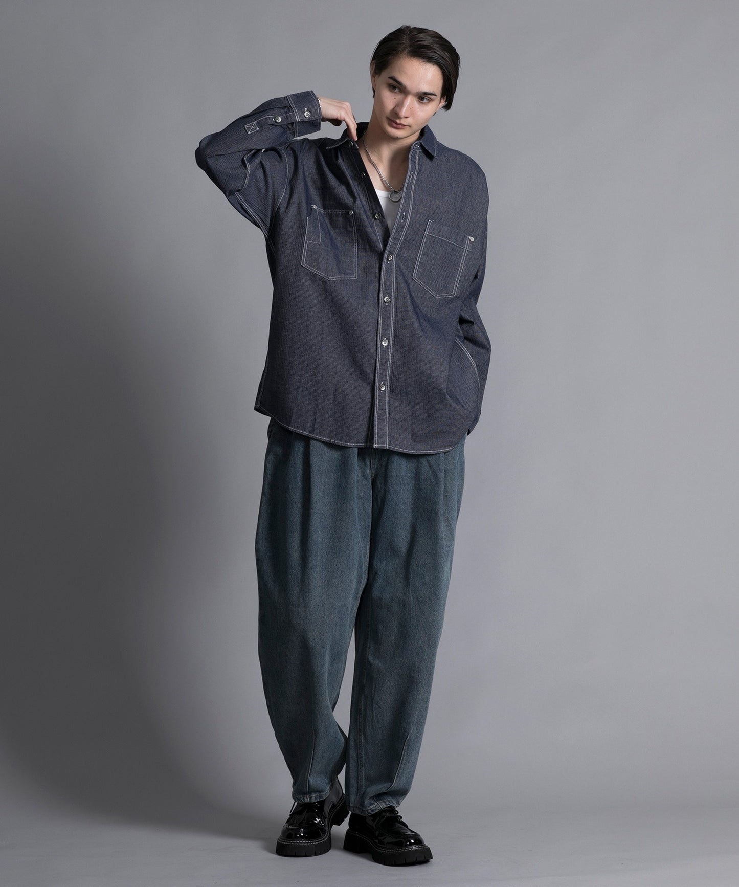 【aimoha neo】 MULTI POCKET DENIM SHIRT