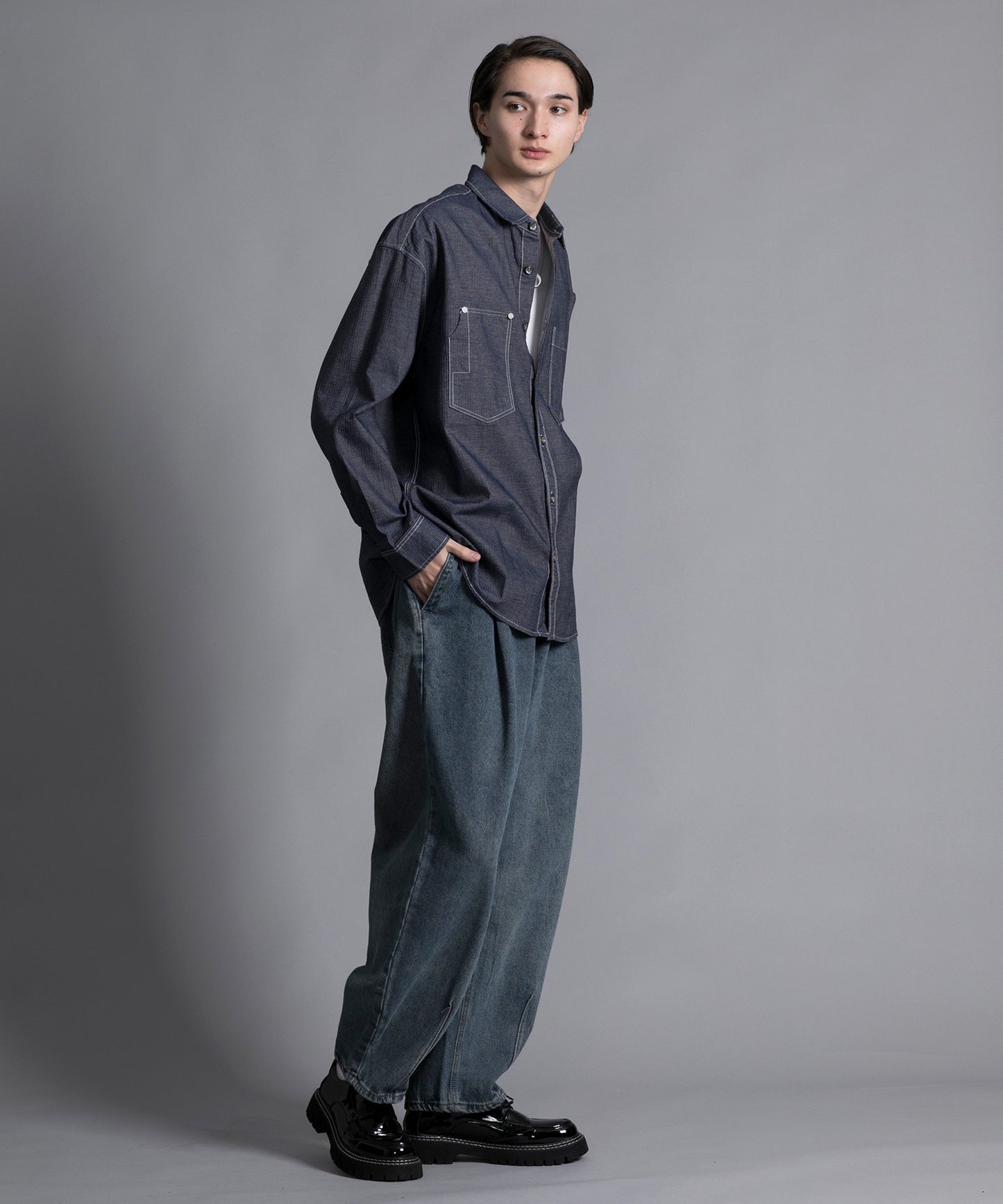 【aimoha neo】 MULTI POCKET DENIM SHIRT