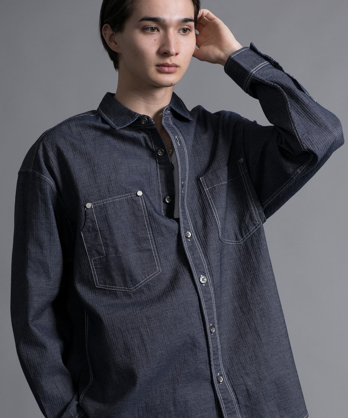 【aimoha neo】 MULTI POCKET DENIM SHIRT