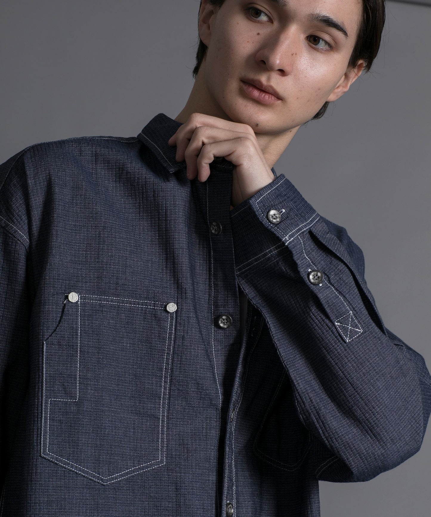 【aimoha neo】 MULTI POCKET DENIM SHIRT