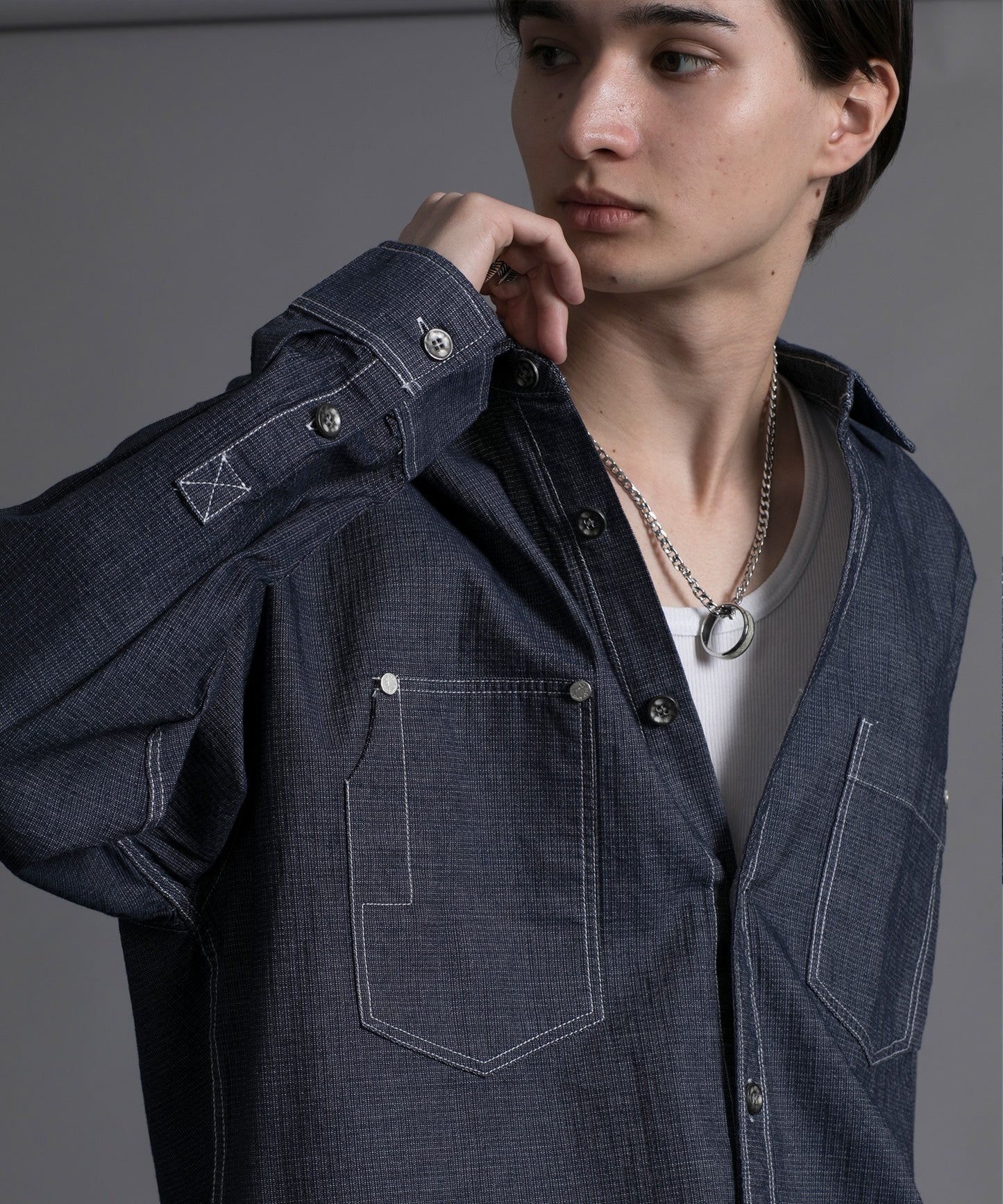 【aimoha neo】 MULTI POCKET DENIM SHIRT