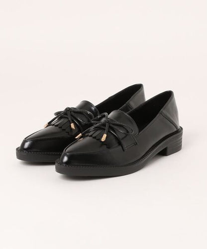 【shoes365】ポインテッド トゥ厚底キルトローファー