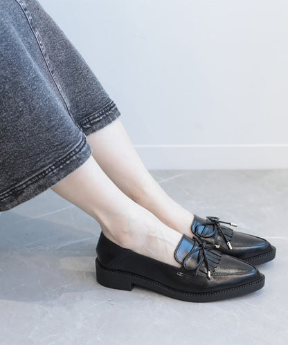 【shoes365】ポインテッド トゥ厚底キルトローファー