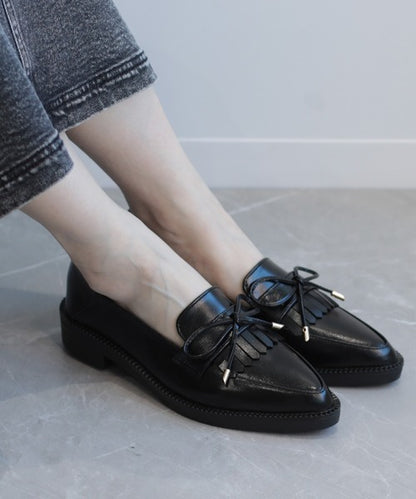【shoes365】ポインテッド トゥ厚底キルトローファー