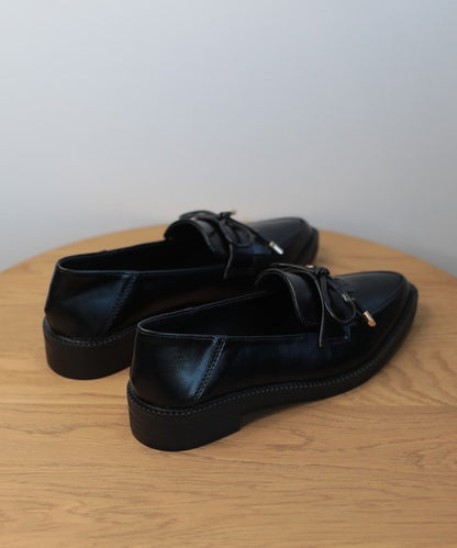 【shoes365】ポインテッド トゥ厚底キルトローファー
