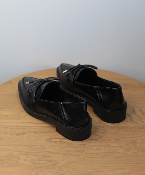 【shoes365】ポインテッド トゥ厚底キルトローファー