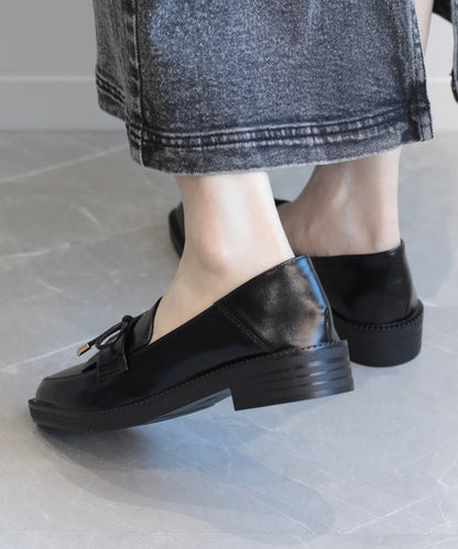 【shoes365】ポインテッド トゥ厚底キルトローファー