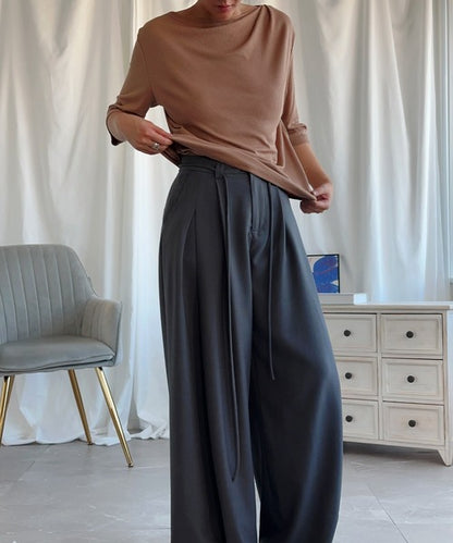 【Aimoha】シャーリング七分袖シャツ