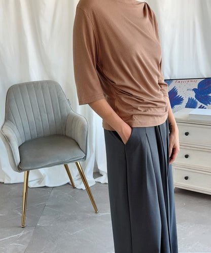 【Aimoha】シャーリング七分袖シャツ