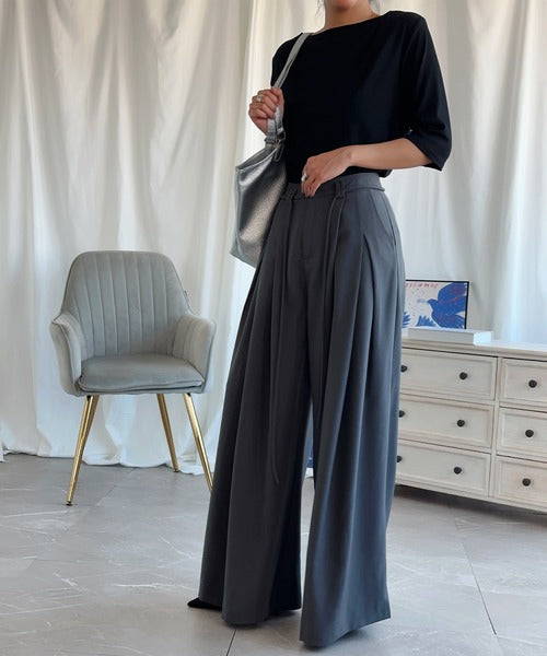 【Aimoha】シャーリング七分袖シャツ