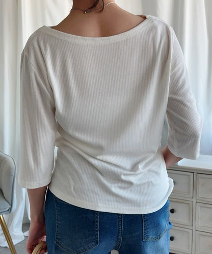 【Aimoha】シャーリング七分袖シャツ