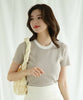 【Jasmine】バイカラーニット半袖Tシャツ