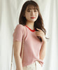 【Jasmine】バイカラーニット半袖Tシャツ