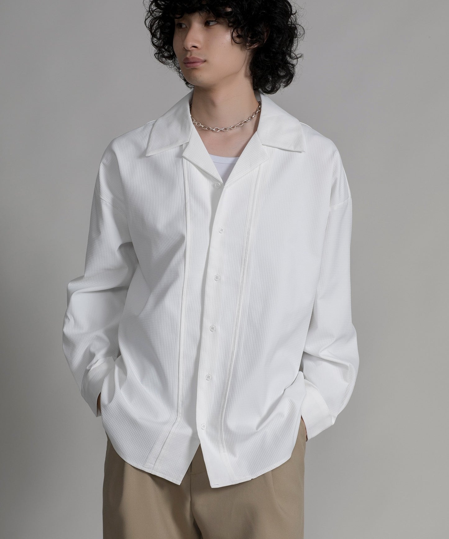 【aimoha neo】TEXTURED CUBAN COLLAR SHIRT