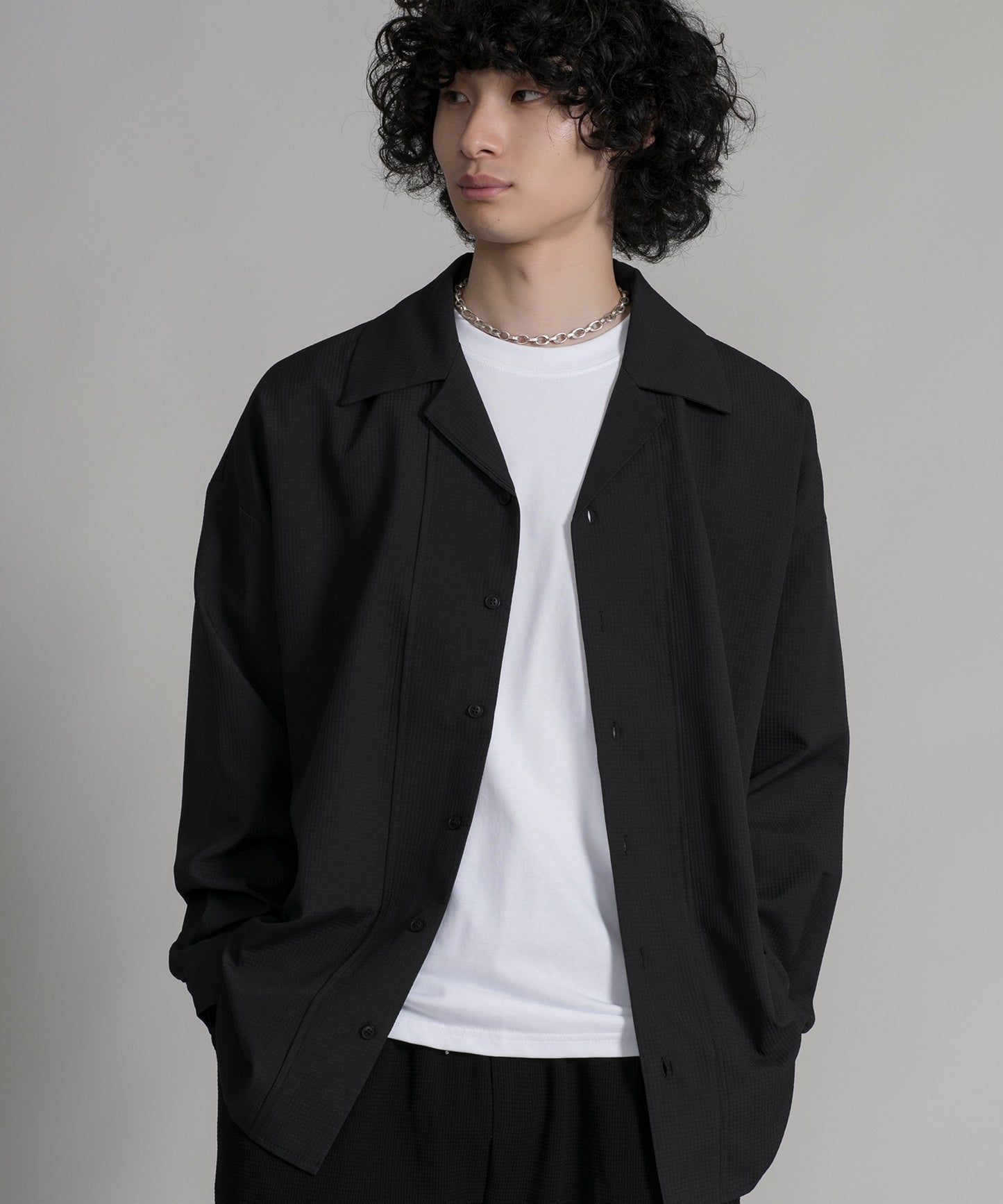 【aimoha neo】TEXTURED CUBAN COLLAR SHIRT