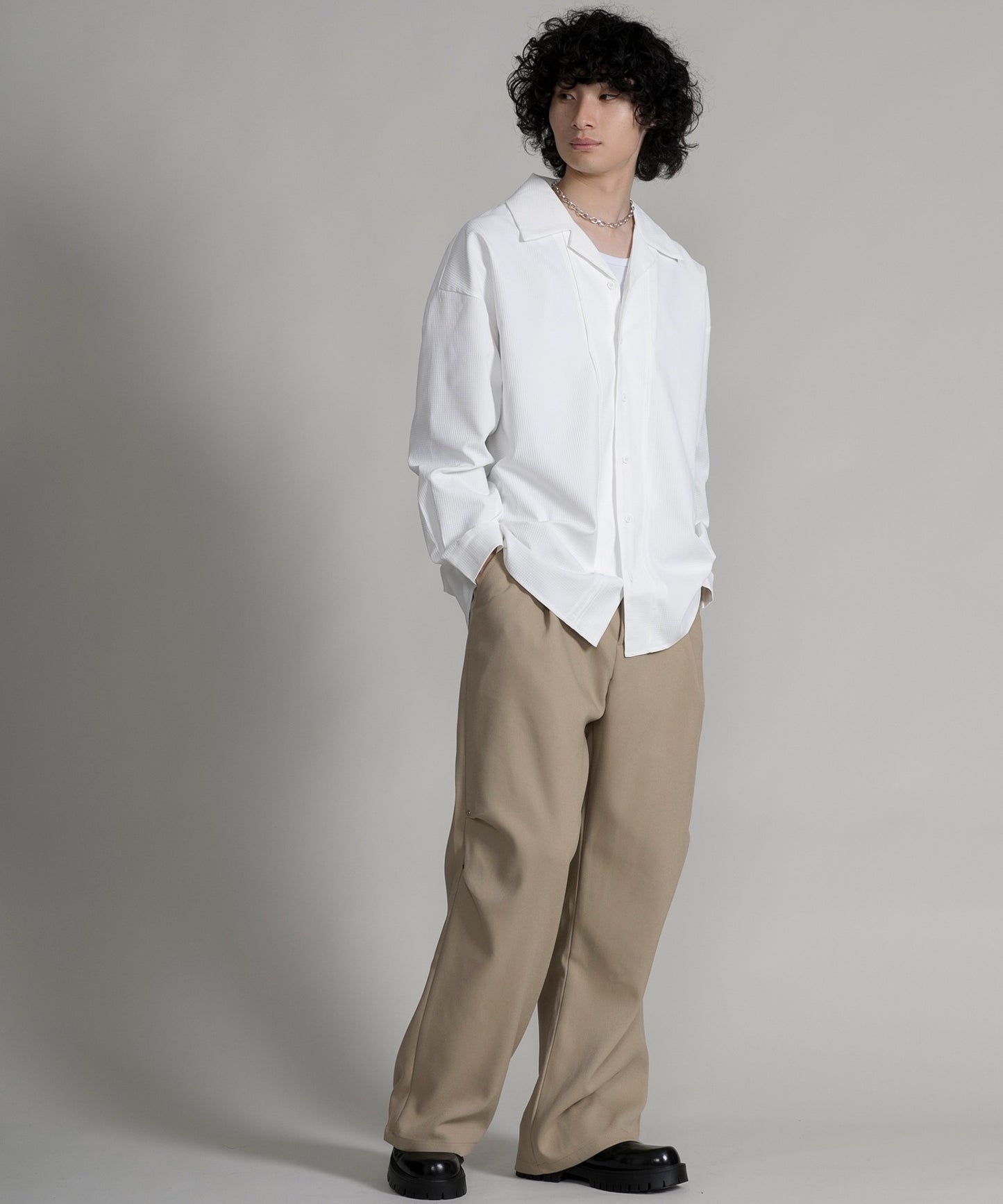 【aimoha neo】TEXTURED CUBAN COLLAR SHIRT