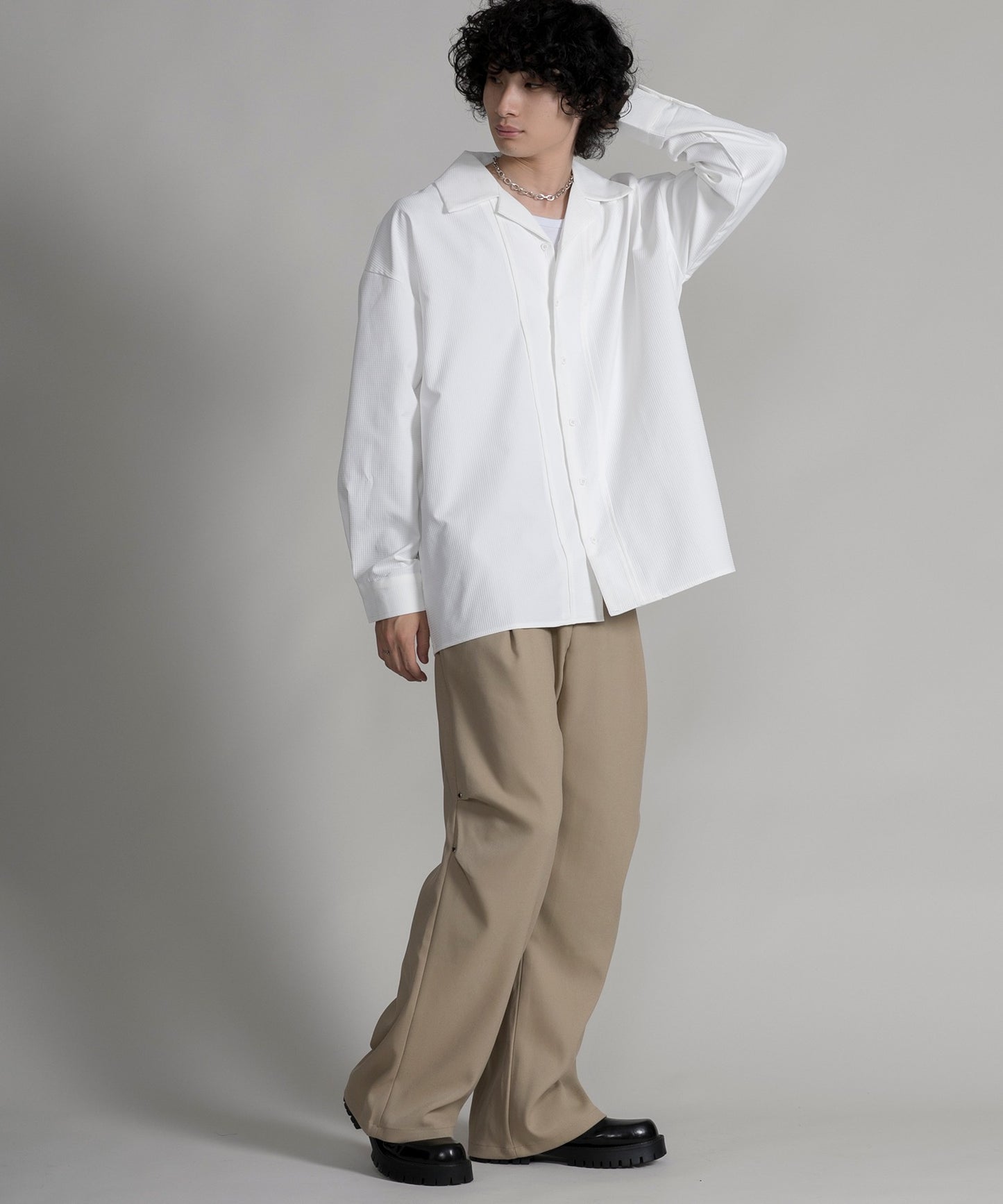 【aimoha neo】TEXTURED CUBAN COLLAR SHIRT