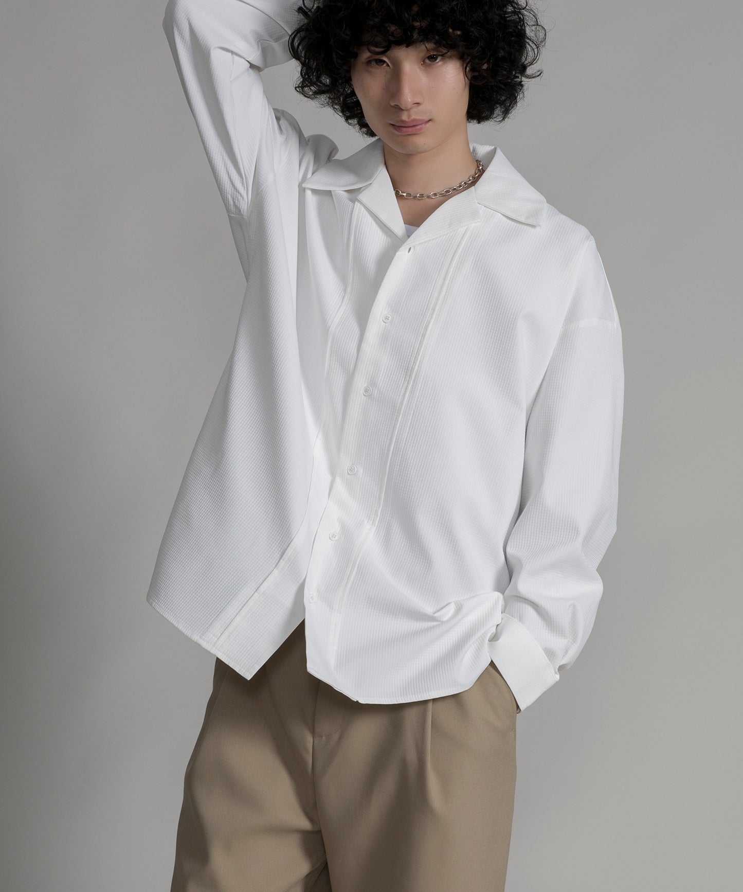 【aimoha neo】TEXTURED CUBAN COLLAR SHIRT