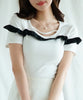 【Jasmine】フリルクロップド丈半袖Tシャツ