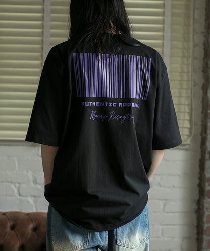 【aimoha neo】QUALITY COTTON BAR CODE LOOSE FIT TEE