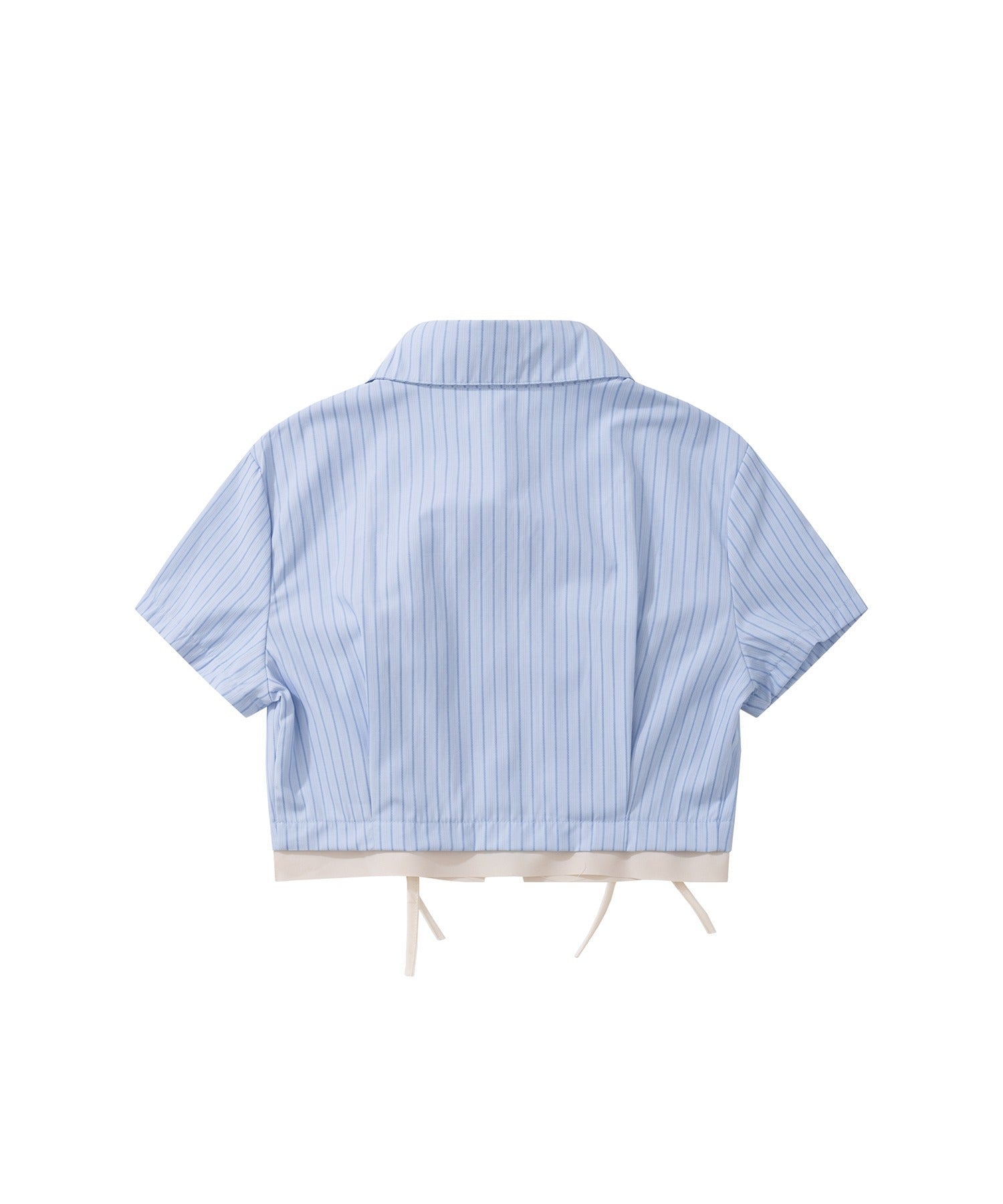 hooked vintage ブラウス HOOK】for girls 裾切りっぱなしレイヤード風紐シャーリング半袖