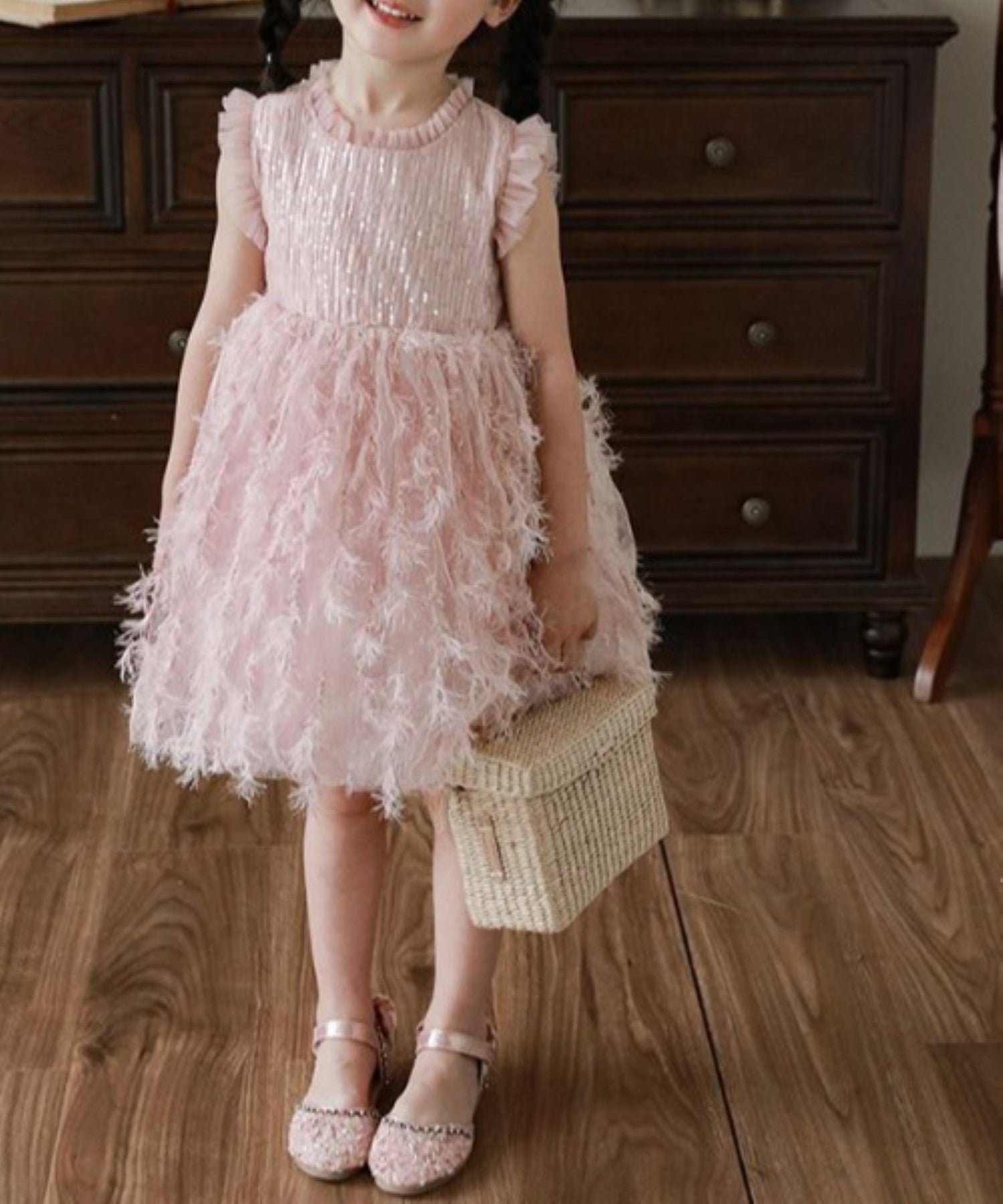 【aimoha-KIDS-】ノースリーブメッシュワンピース