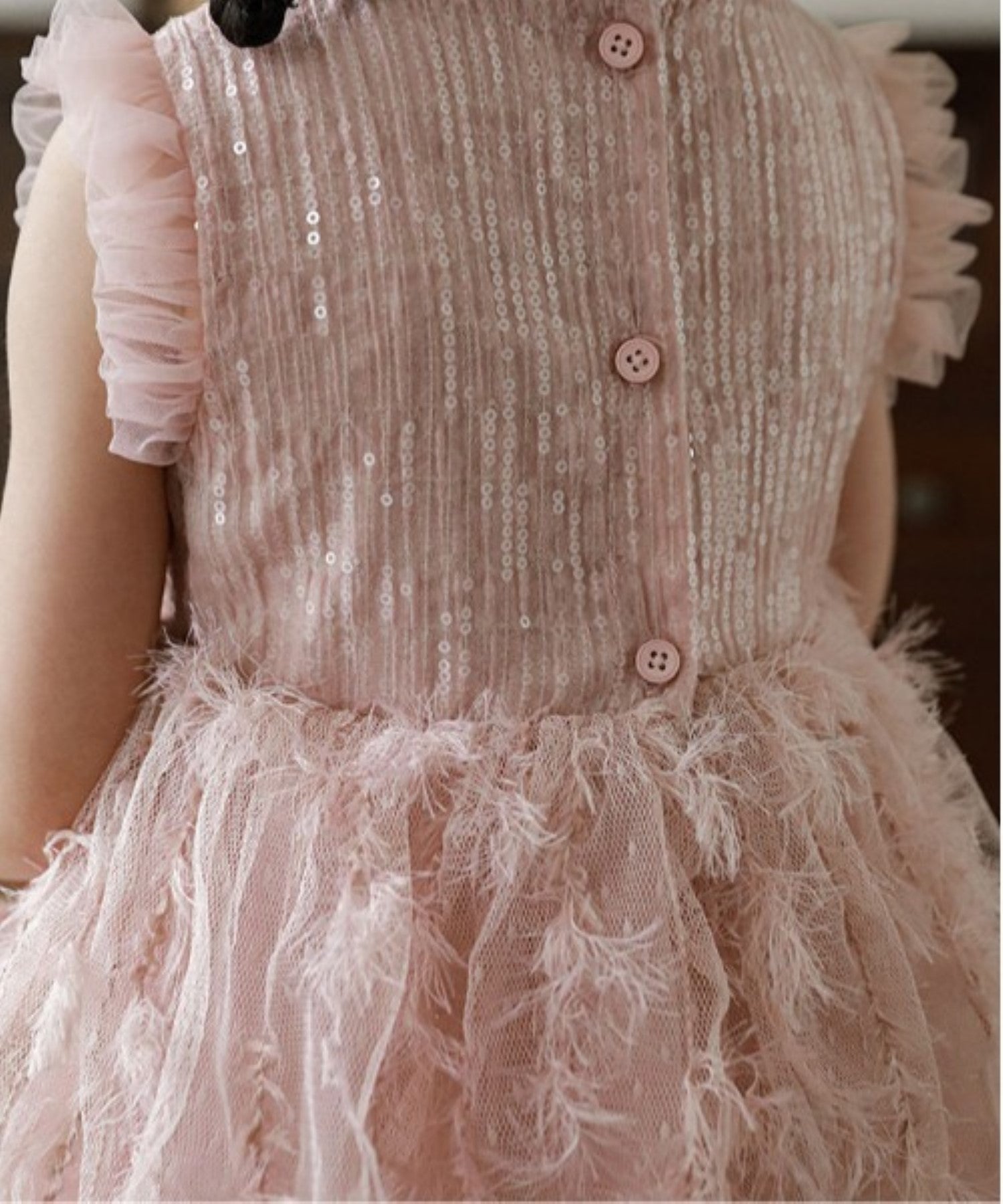 【aimoha-KIDS-】ノースリーブメッシュワンピース