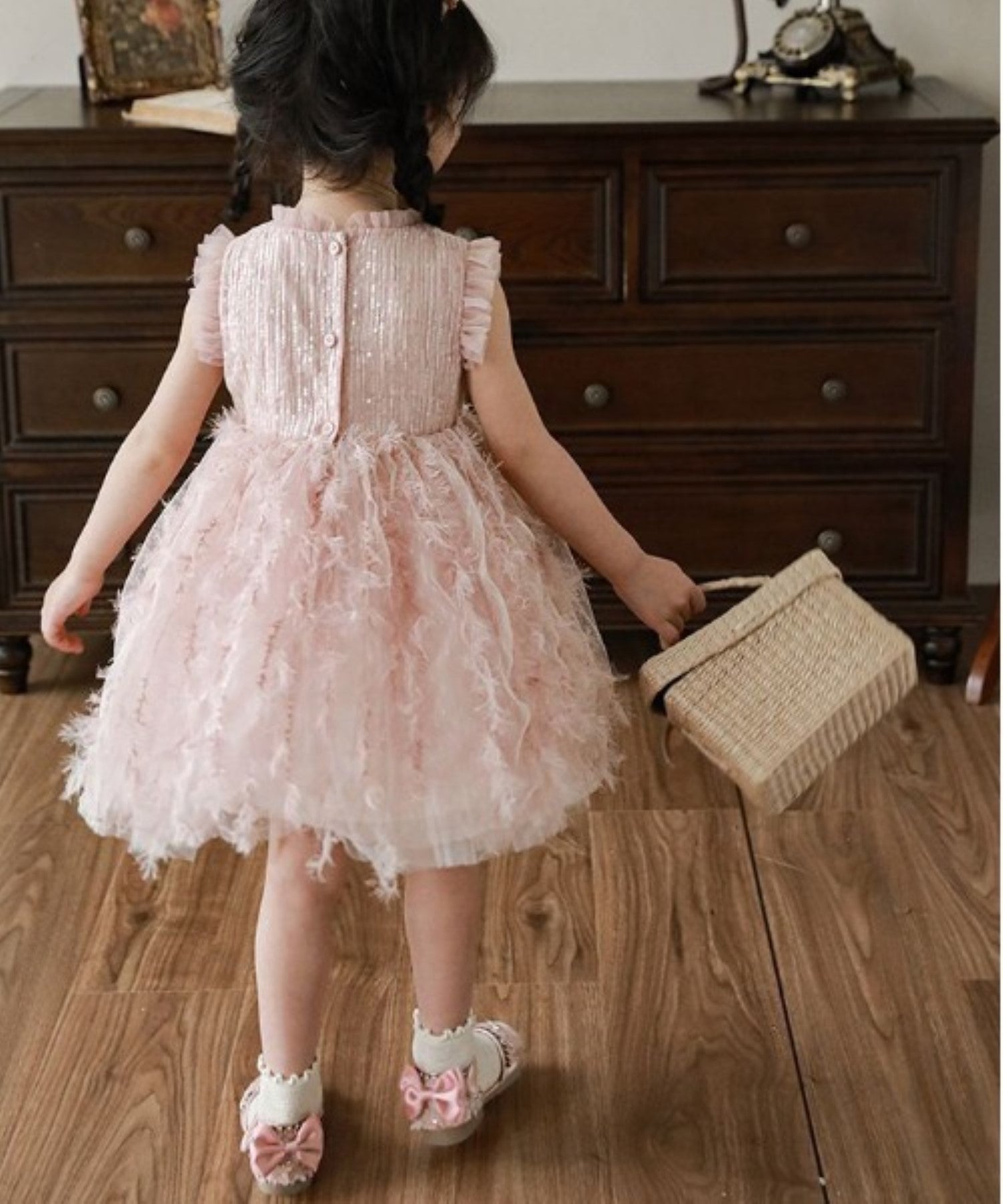 【aimoha-KIDS-】ノースリーブメッシュワンピース