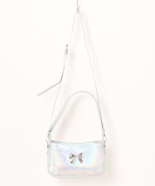 【HOOK】for girls　リボンモチーフホログラム脇下バッグ　2WAYショルダーバッグ