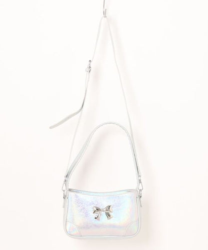 【HOOK】for girls　リボンモチーフホログラム脇下バッグ　2WAYショルダーバッグ