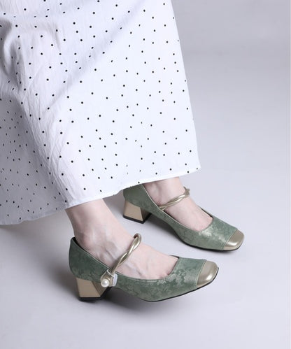 【shoes365】刺繍模様　切り替えつま先デザインパンプス