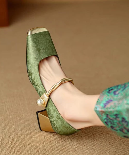 【shoes365】刺繍模様　切り替えつま先デザインパンプス