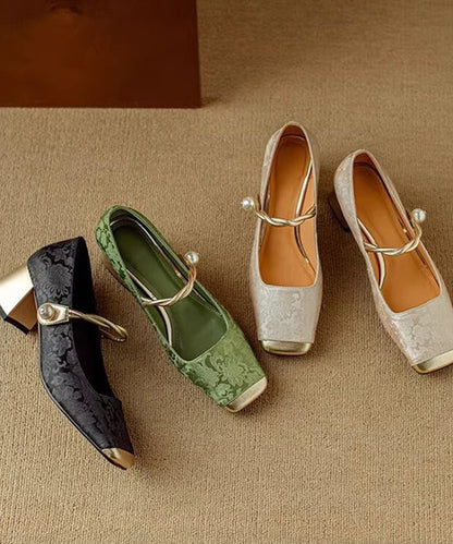 【shoes365】刺繍模様　切り替えつま先デザインパンプス