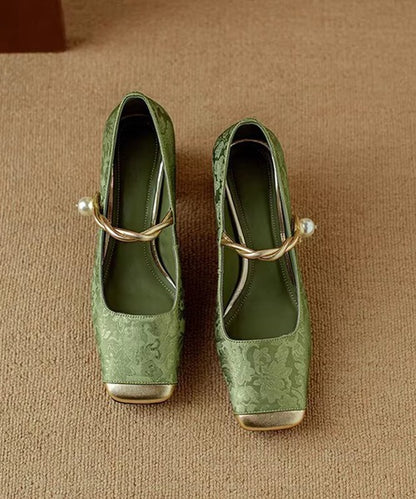 【shoes365】刺繍模様　切り替えつま先デザインパンプス