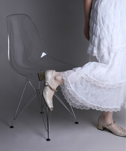 【shoes365】刺繍模様　切り替えつま先デザインパンプス