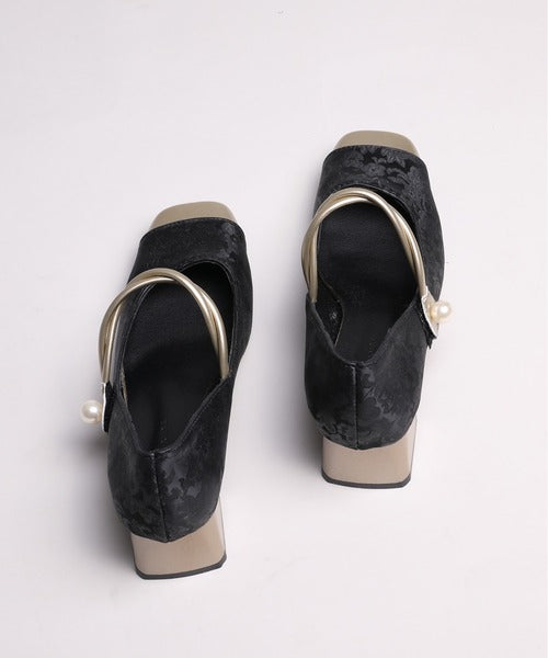 【shoes365】刺繍模様　切り替えつま先デザインパンプス