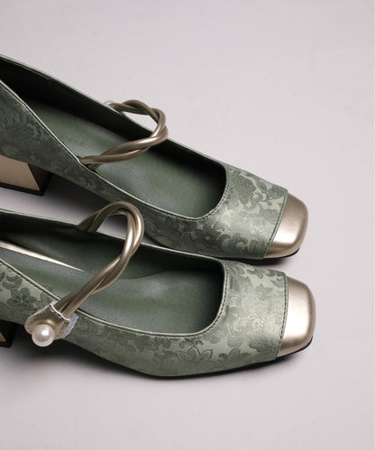 【shoes365】刺繍模様　切り替えつま先デザインパンプス