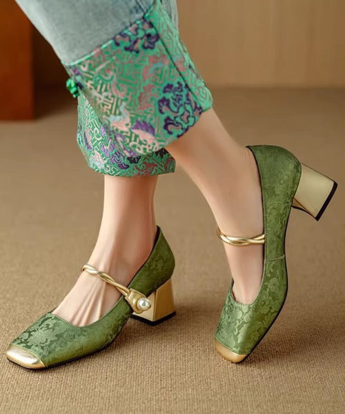 【shoes365】刺繍模様　切り替えつま先デザインパンプス