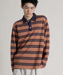 【aimoha neo】Retro Stripe Long Sleeve Polo