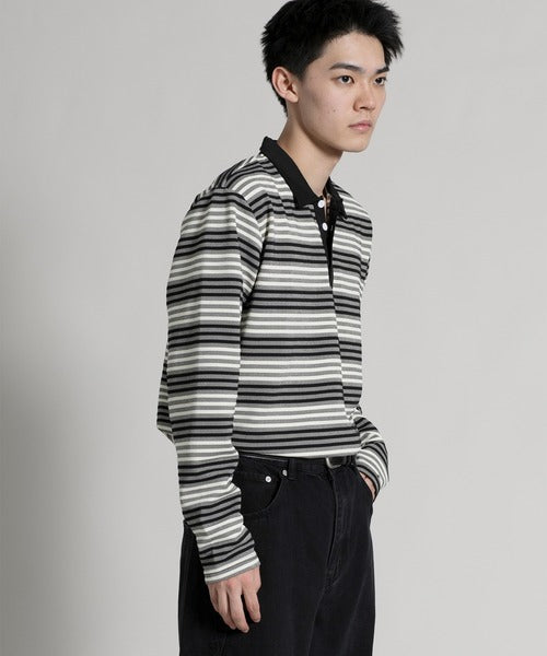 【aimoha neo】Retro Stripe Long Sleeve Polo