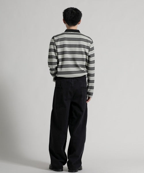 【aimoha neo】Retro Stripe Long Sleeve Polo