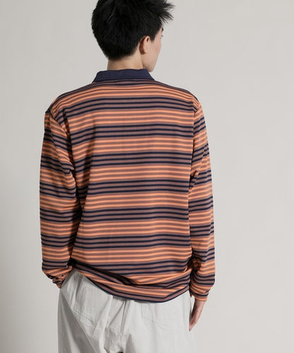 【aimoha neo】Retro Stripe Long Sleeve Polo