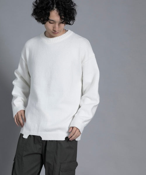 aimoha men Edgy Distressed Hem Sweater