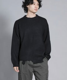 aimoha men Edgy Distressed Hem Sweater