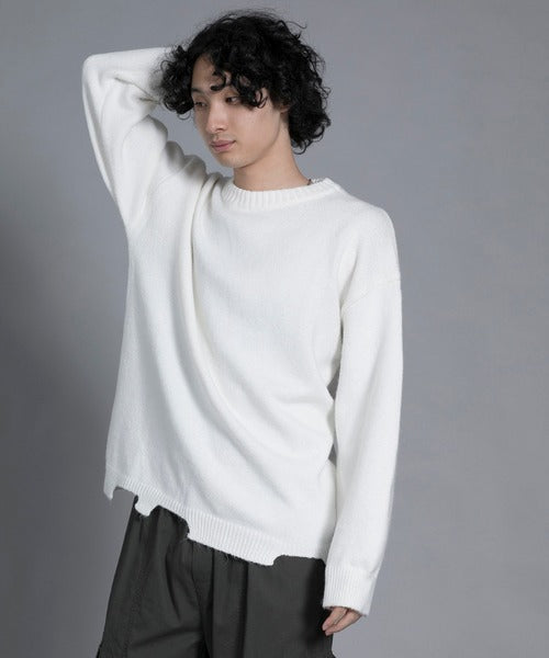 aimoha men Edgy Distressed Hem Sweater