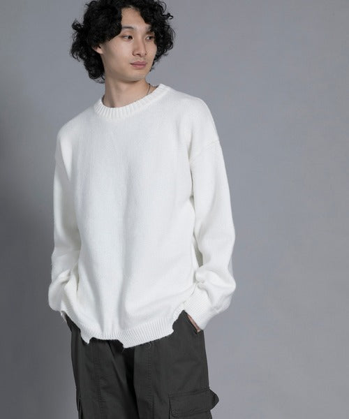 aimoha men Edgy Distressed Hem Sweater