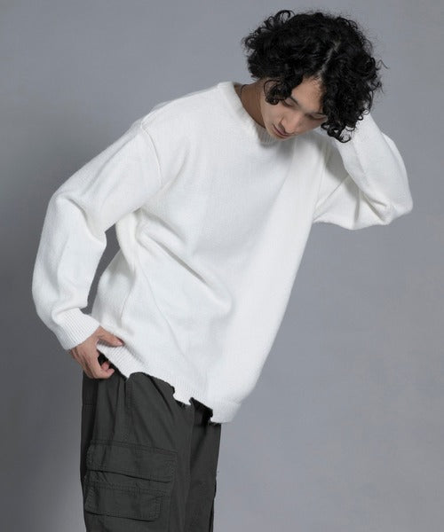 aimoha men Edgy Distressed Hem Sweater